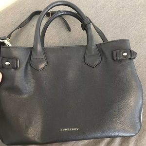 Burberry medium banner house check leather tote.